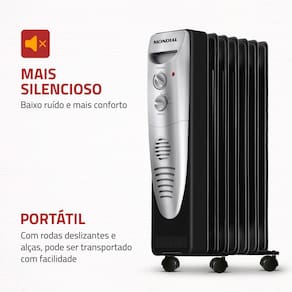 Aquecedor a Óleo Mondial A-06 - Preto e Prata