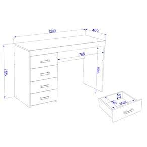 Mesa para Computador ou Escritório Politorno Malta com 4 Gavetas
