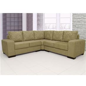 Sofá de Canto Linoforte Piazza c/ Chaise e Tecido em Chenille - Cinza - 1