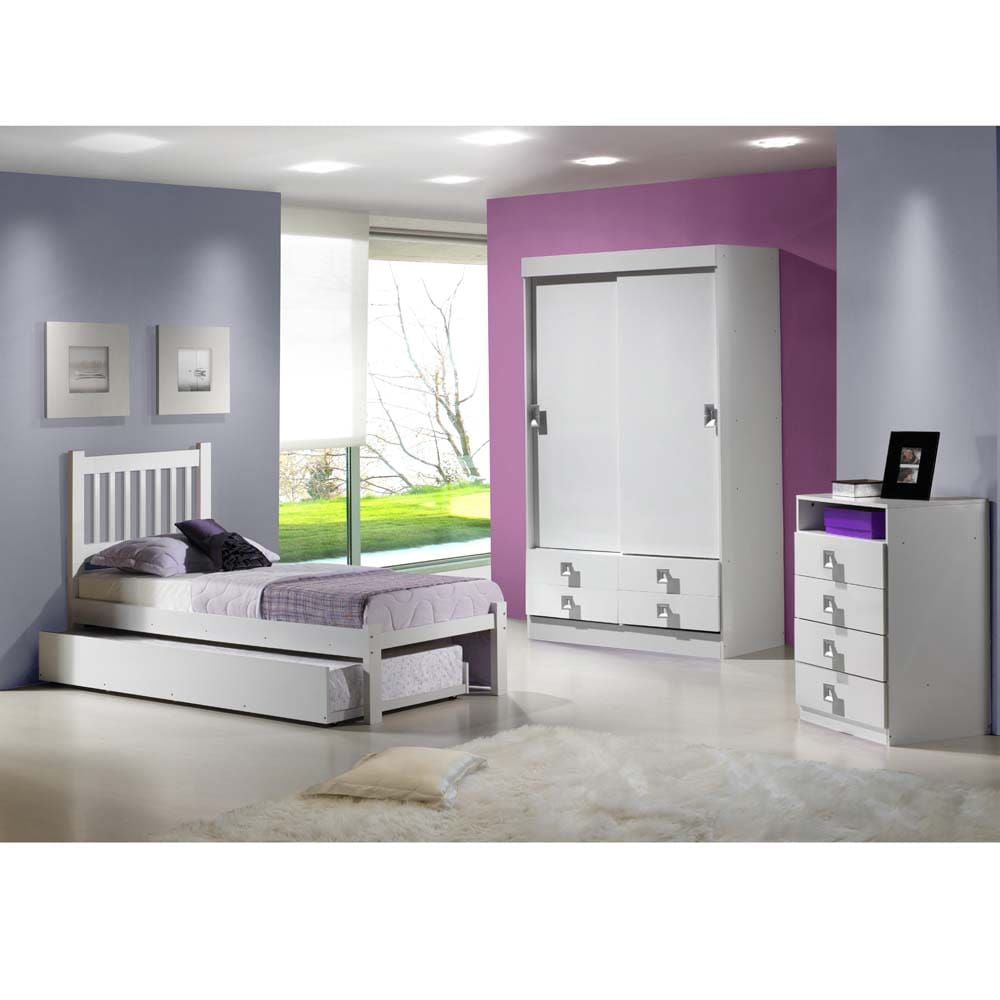 Guarda-Roupa Fritz Teen com 2 Portas e 4 Gavetas – Branco - 2