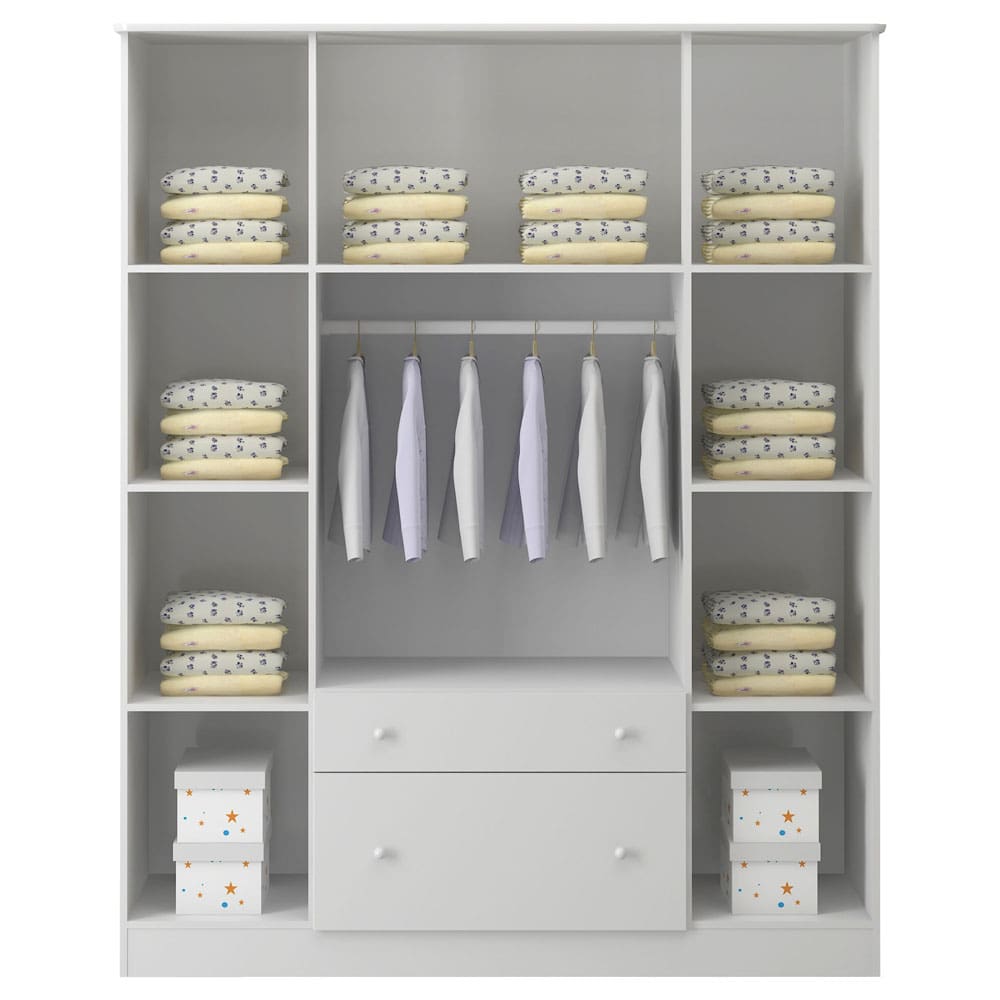 Roupeiro Infantil Multimóveis Pé-de-Molque 4 Portas e 2 Gavetas – Branco - 1
