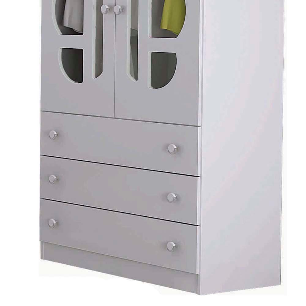 Guarda-Roupa Infantil Kiplac Móveis Carinhoso com 2 Portas e 3 Gavetas - Branco - 1