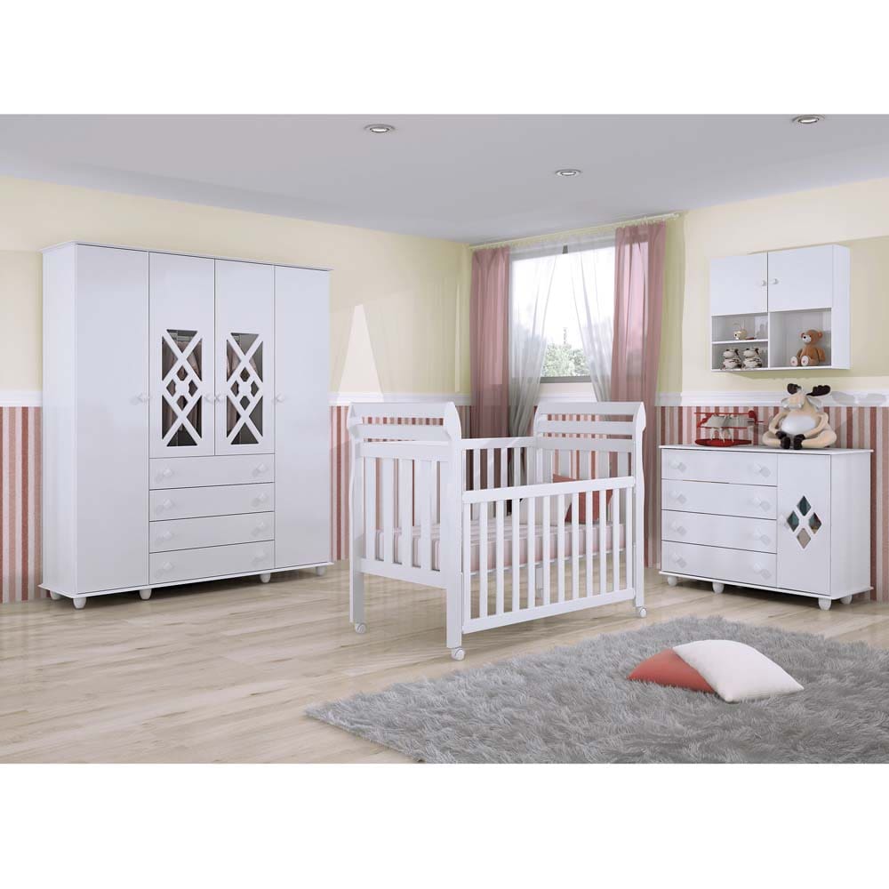 Cômoda Infantil Kiplac Móveis com 1 Porta e 4 Gavetas Ternura - Branca - 3