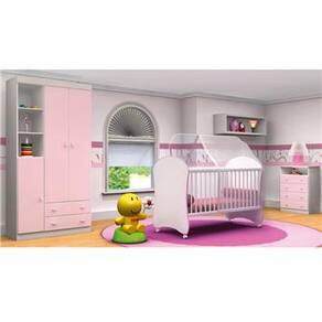 Cômoda Infantil Zanzini com 4 Gavetas e Trava de Segurança Carinhoso Baby - Branca/Rosa - 3