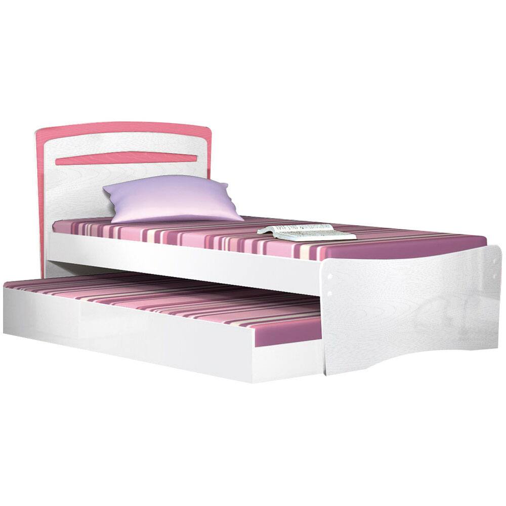 Cama de Solteiro Zanzini Versátil 33700099 - Branco/Rosa - 2