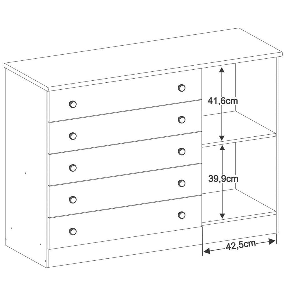 Cômoda Infantil Multimóveis com 1 Porta e 5 Gavetas Mandolate - Branco - 1