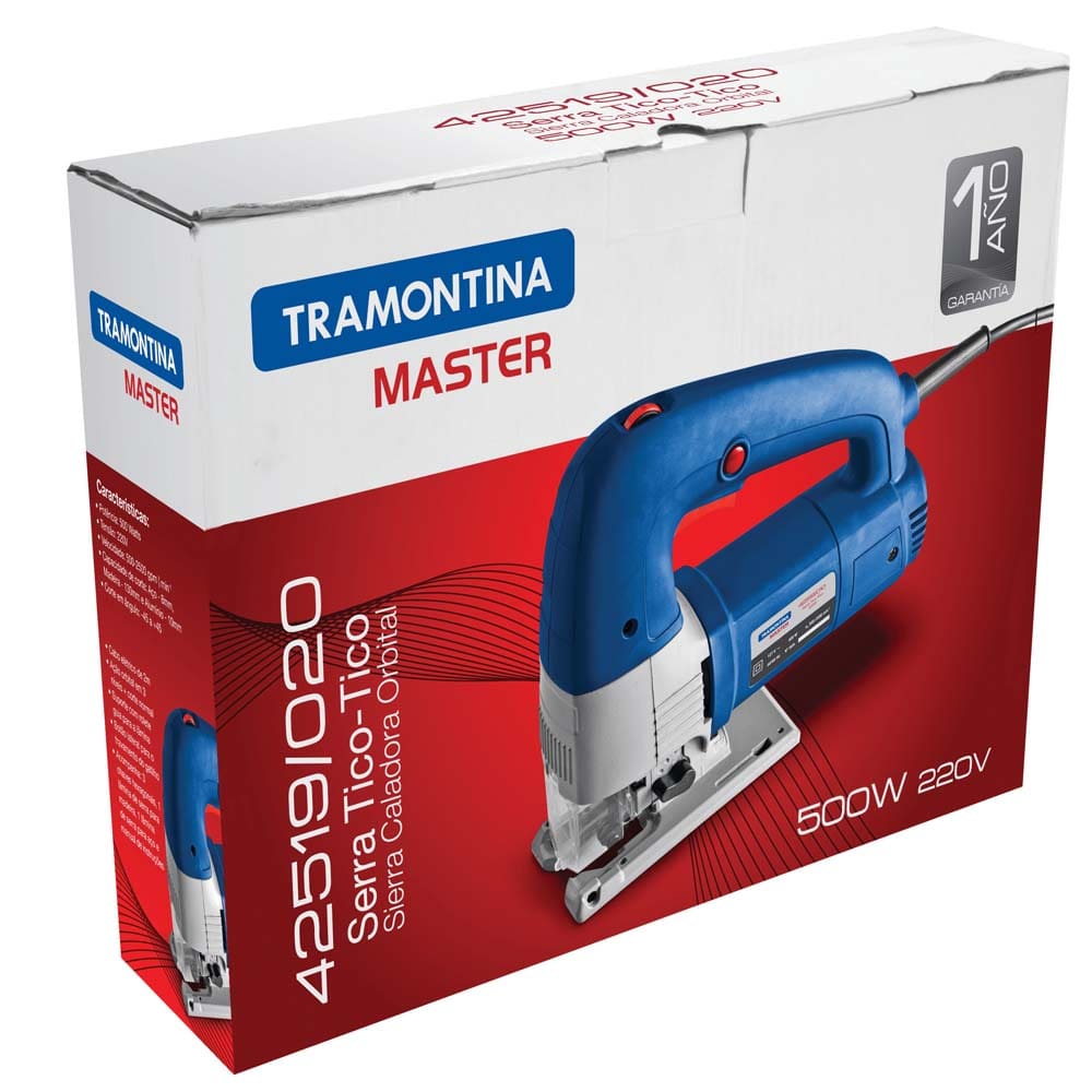 Serra Tico-Tico Tramontina 42519010 para Corte Reto ou Ação Orbital em 3 Níveis - 500W - 220V - 1