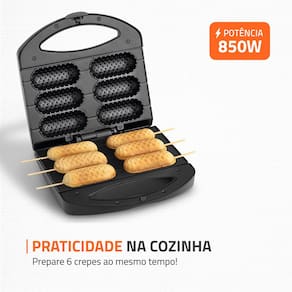 Crepeira Pratic Crepe & Hot Dog Mondial CP-01 Prepara 6 Crepes com 850W de Potência - Preta