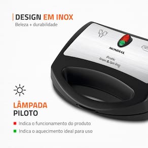 Crepeira Pratic Crepe & Hot Dog Mondial CP-01 Prepara 6 Crepes com 850W de Potência - Preta