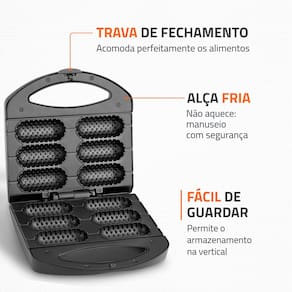 Crepeira Pratic Crepe & Hot Dog Mondial CP-01 Prepara 6 Crepes com 850W de Potência - Preta