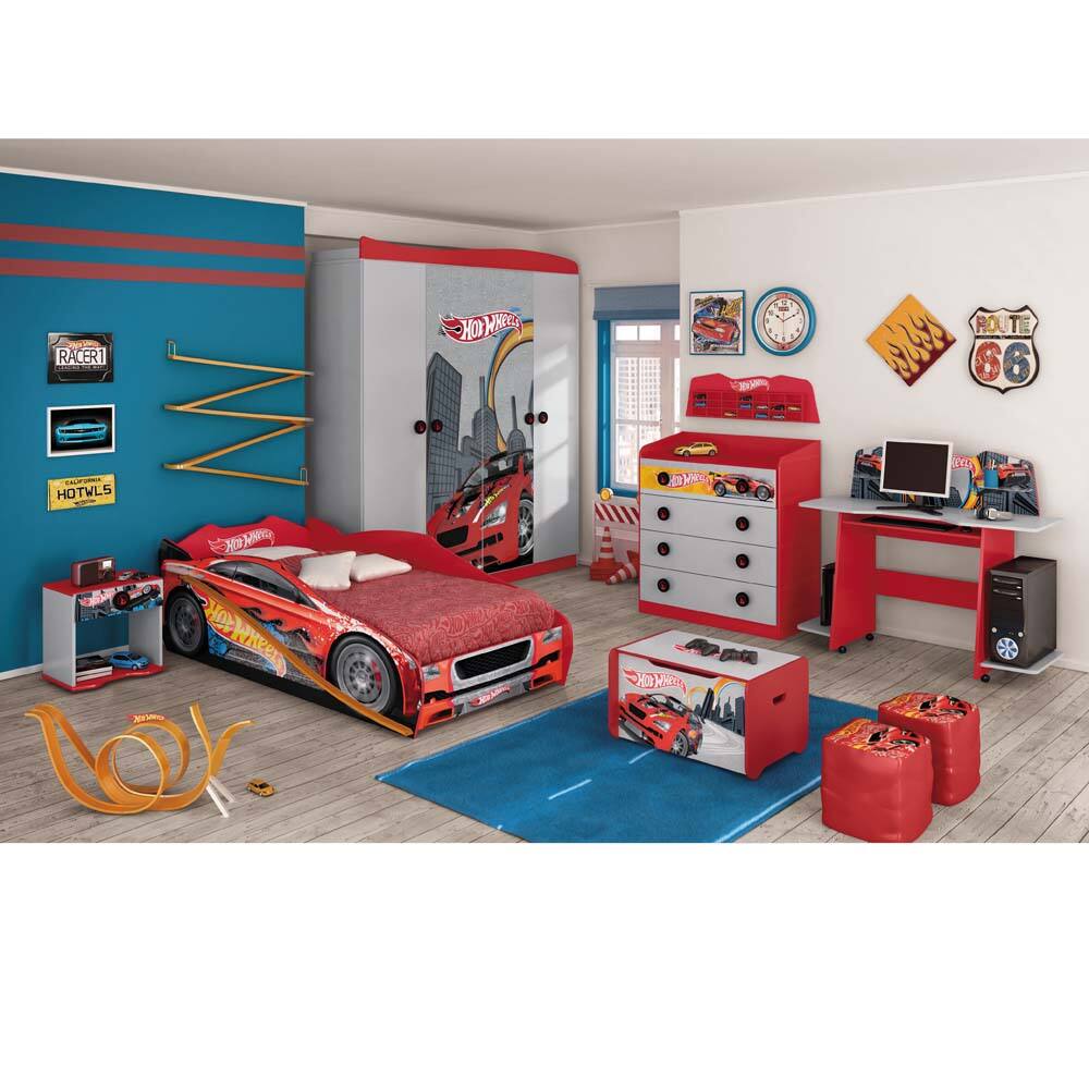 Baú Infantil Pura Magia Hot Wheels Star - Vermelho - Vermelho - 1