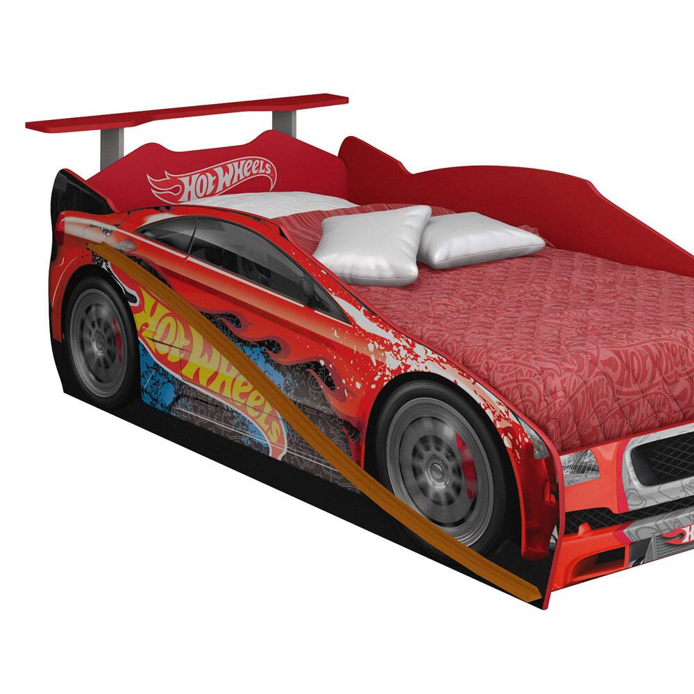 Cama Carro Solteiro Pura Magia Hot Wheels Star com Aerofólio - Vermelho - Vermelha - 1