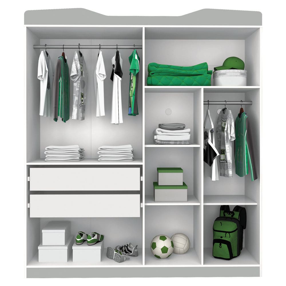 Guarda-Roupa Infantil Pura Magia Ben 10 Star com 4 Portas e 2 Gavetas - Verde/Branco - 1