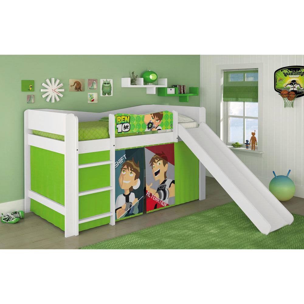 Cama Infantil Pura Magia Ben 10 Play com Escorregador - Verde/Branco - Verde/Branca - 1
