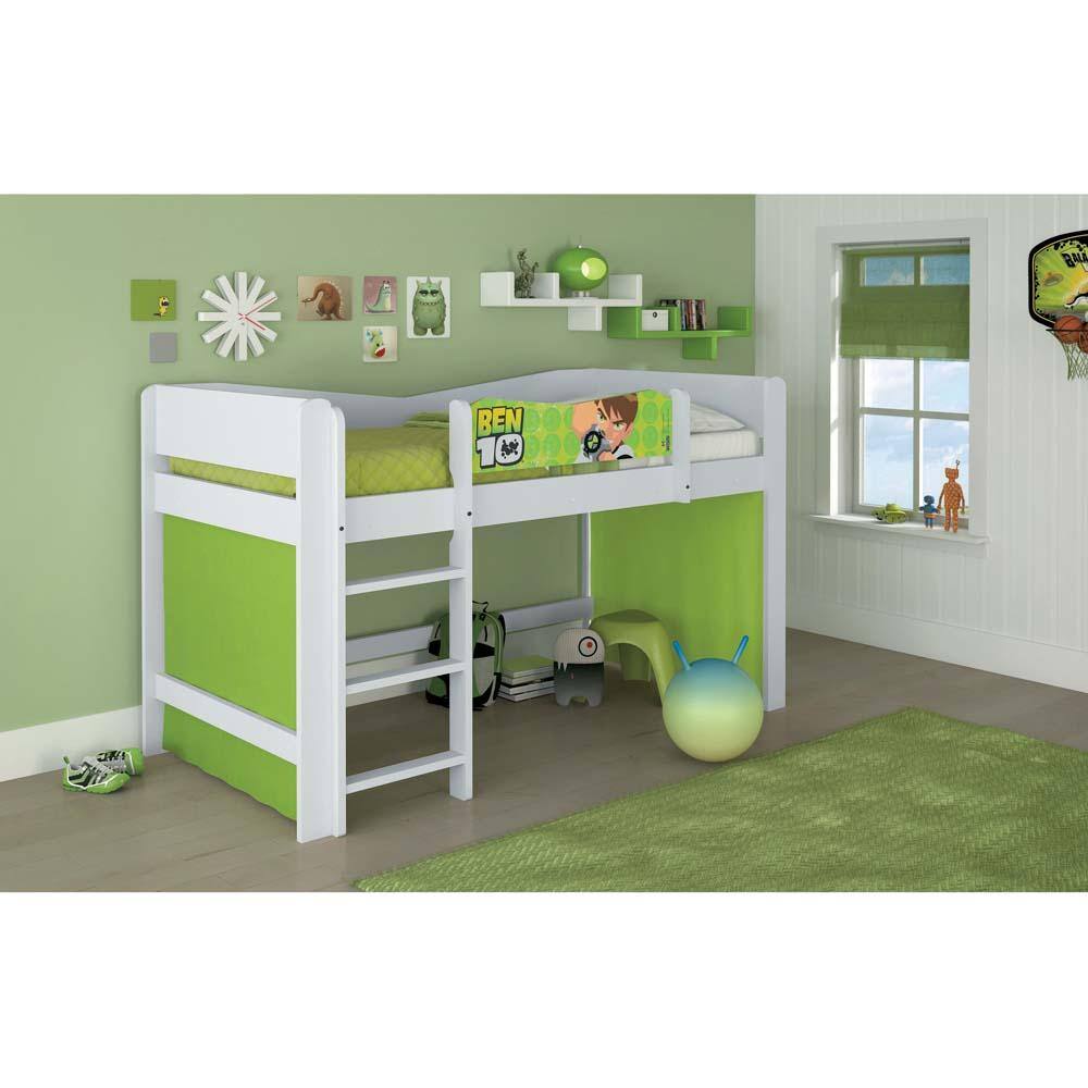Cama Infantil Pura Magia Ben 10 Play com Escorregador - Verde/Branco - Verde/Branca - 2