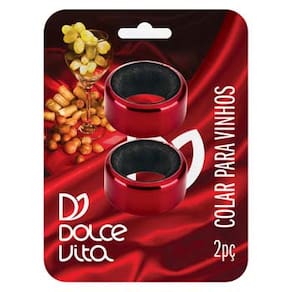 Colar para Vinho Euro Dolce Vitta em Plástico ZR662-0201 Vermelho – 2 Peças - 2