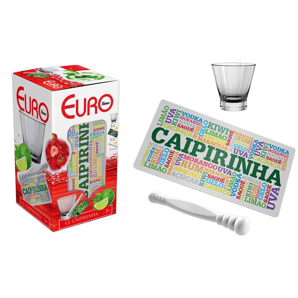 Kit Caipirinha Euro Sabores VDR0632SB em Vidro – 3 Peças - 1