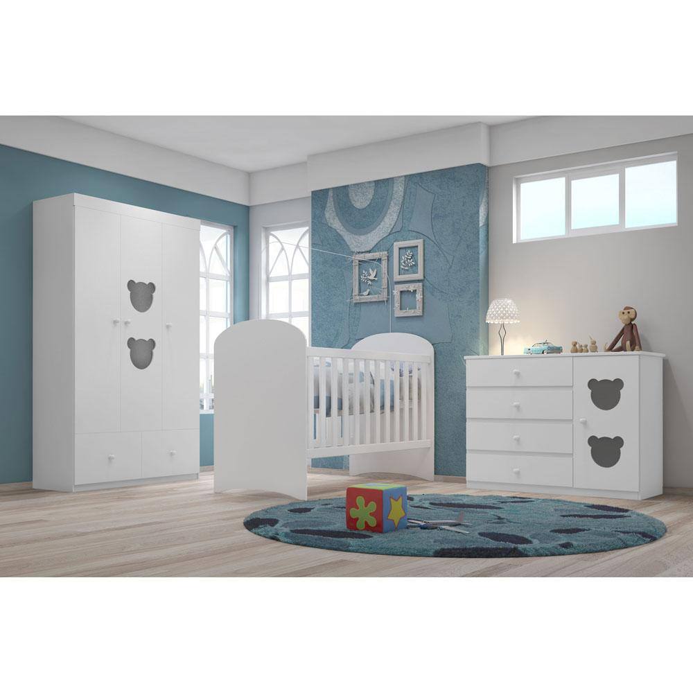 Cômoda Infantil Simbal com 1 Porta e 4 Gavetas Brilhante - Branca - 1