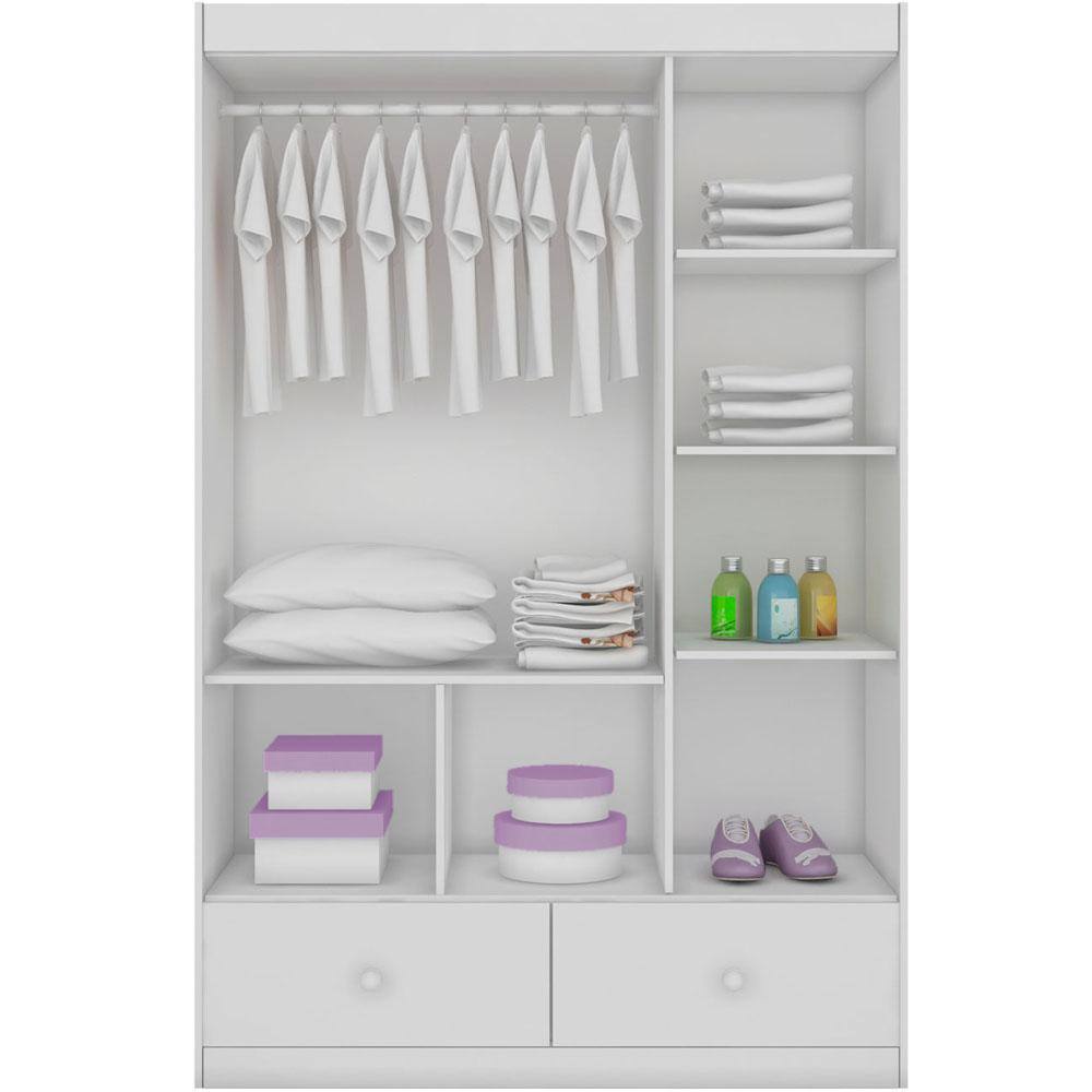 Guarda-Roupa Infantil Simbal Brilhante com 3 Portas e 2 Gavetas - Branco - Branco - 1