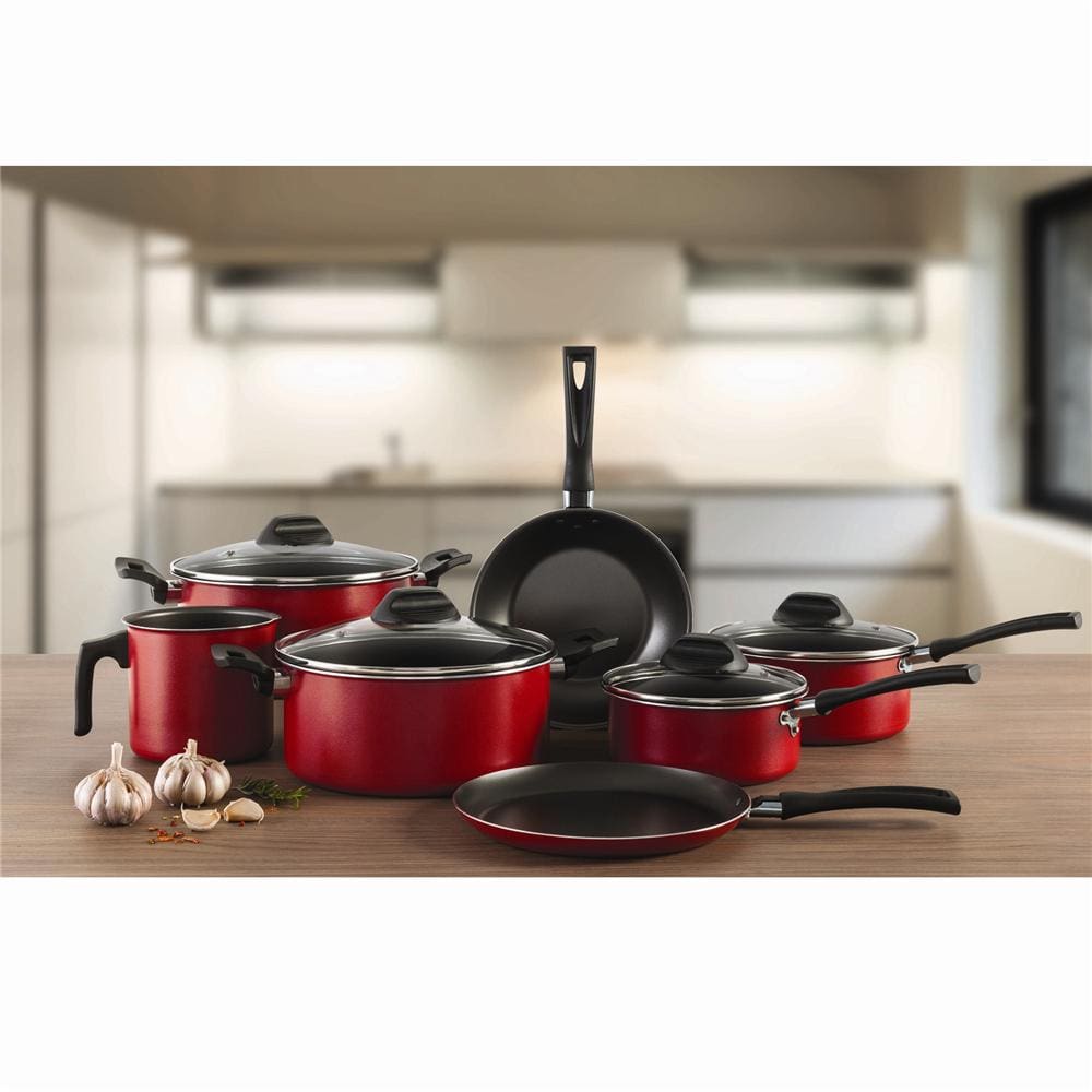 Conjunto de Panelas Brinox Garlic 7001/101 Vermelho - 7 Peças - CJ PANELAS 7PCS GARLIC VRM BRINOX - 1