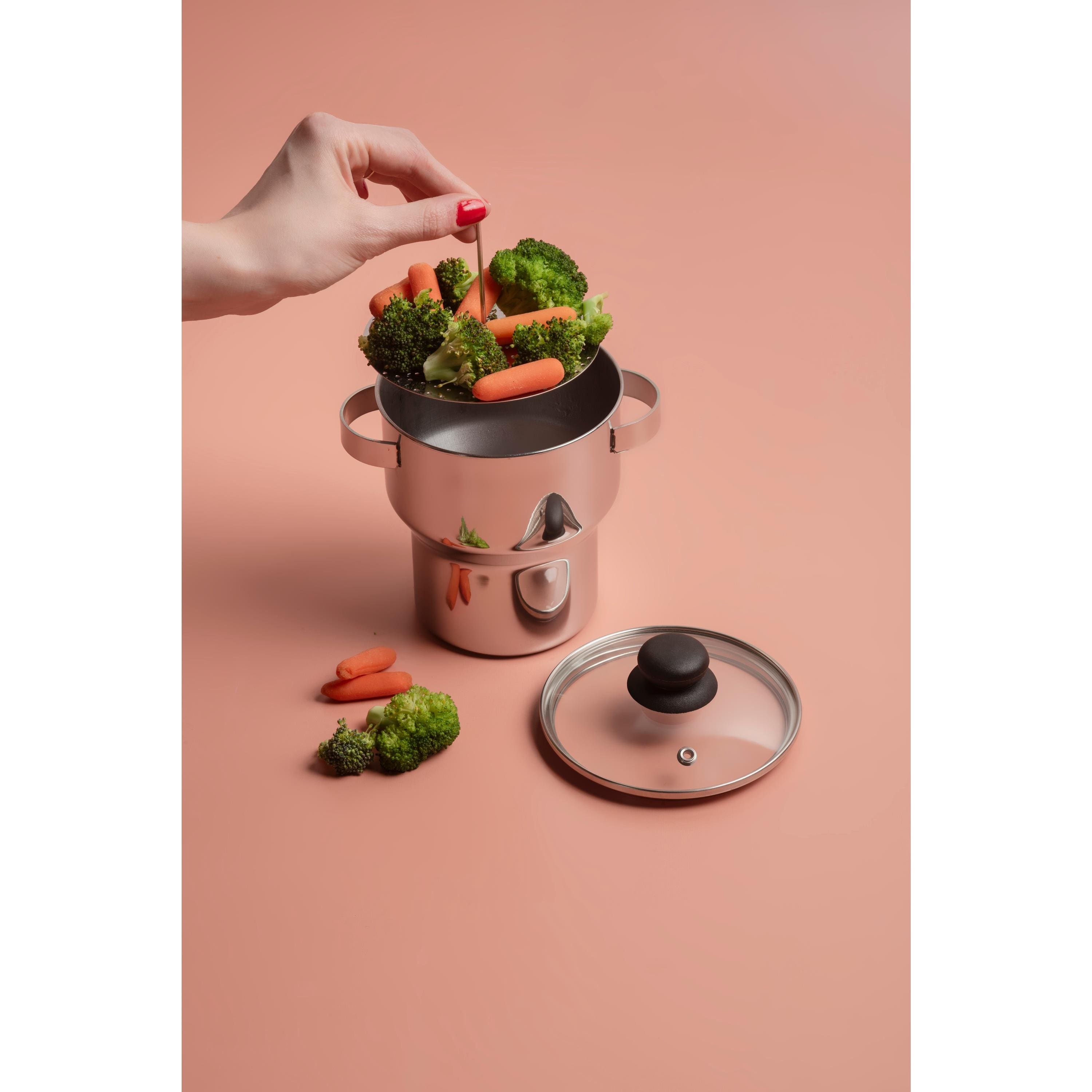 Cuscuzeira com Alça Forma em Aço Inox - 1,3 L - 1