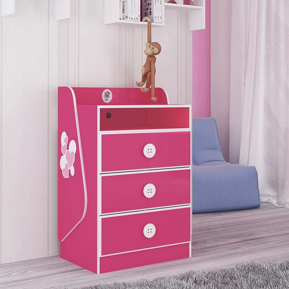 Cômoda Infantil Gelius Móveis com 3 Gavetas Angelina - Rosa - 3