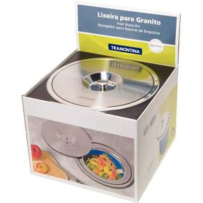 Lixeira de Embutir para Granito Tramontina com Tampa Clean em Aço Inox e Plástico - 8 L