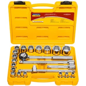Jogo de Soquetes Tramontina em Aço Cromo Vanádio - 22 Peças - JOGO SOQUETES 1 2 22 PCS AMARELO TRAMONTINA - 1
