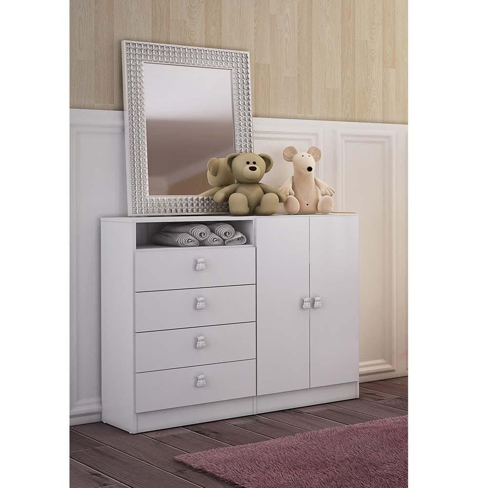 Cômoda Infantil Art in Móveis com 2 Portas e 4 Gavetas Meu Fofinho - Branco - 1