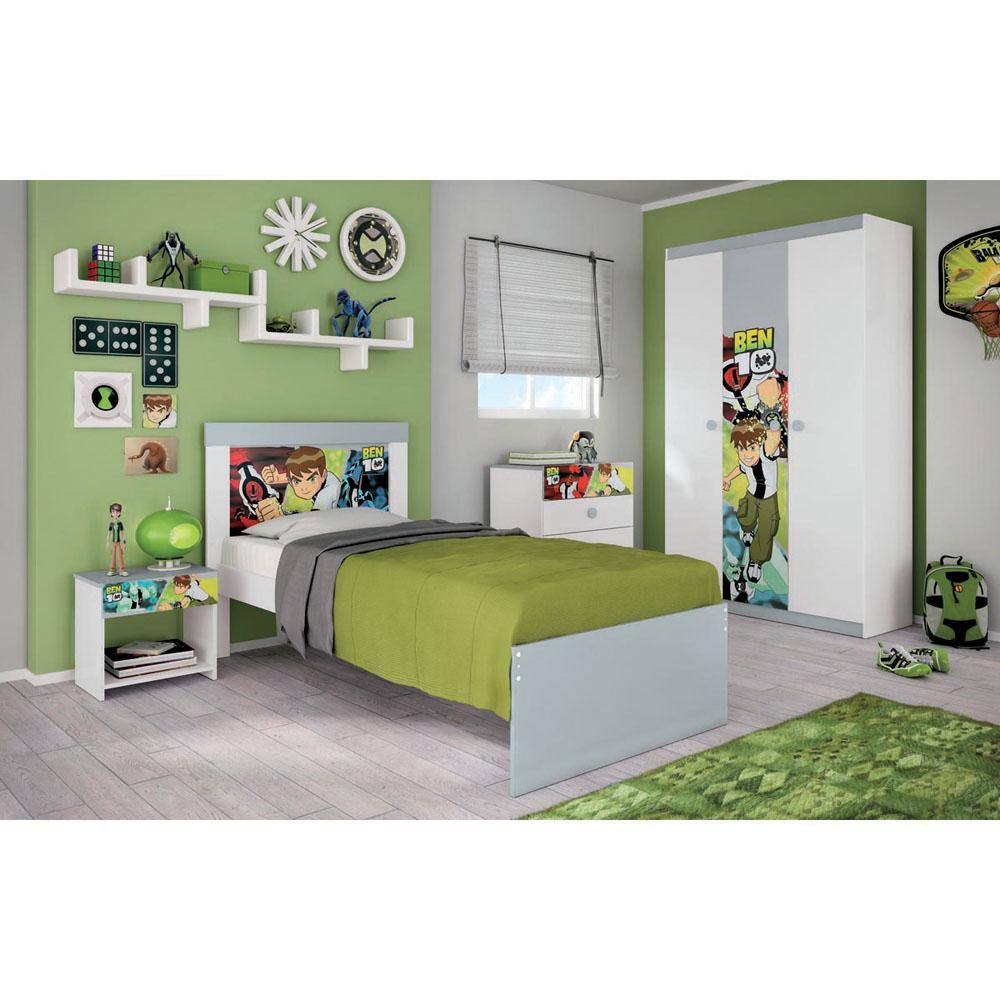 Mesa de cabeceira Pura Magia modelo Ben10 Happy - Branco - 2