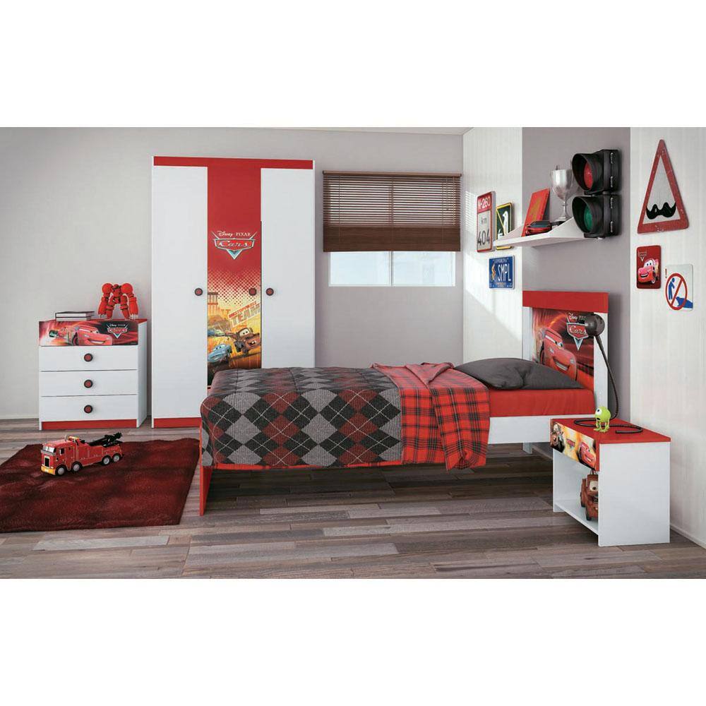 Mesa de cabeceira Pura Magia modelo Carros Disney Happy - Branco - 2