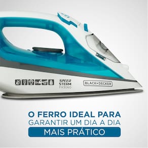 Ferro de Passar a Vapor Black Decker FX3060 com Base Antiaderente - Azul e Branco