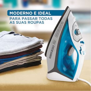 Ferro de Passar a Vapor Black Decker FX3060 com Base Antiaderente - Azul e Branco