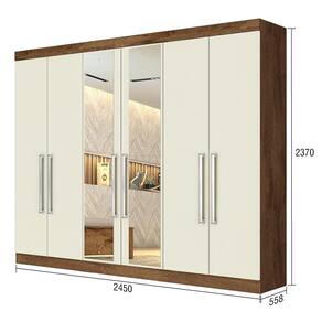Guarda-Roupa Casal Mademarques Alba com Espelho, 6 Portas e 4 Gavetas