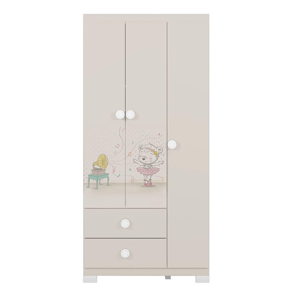 Guarda-Roupa Móveis Estrela Lili com 3 Portas e 2 Gavetas - Off White - 2