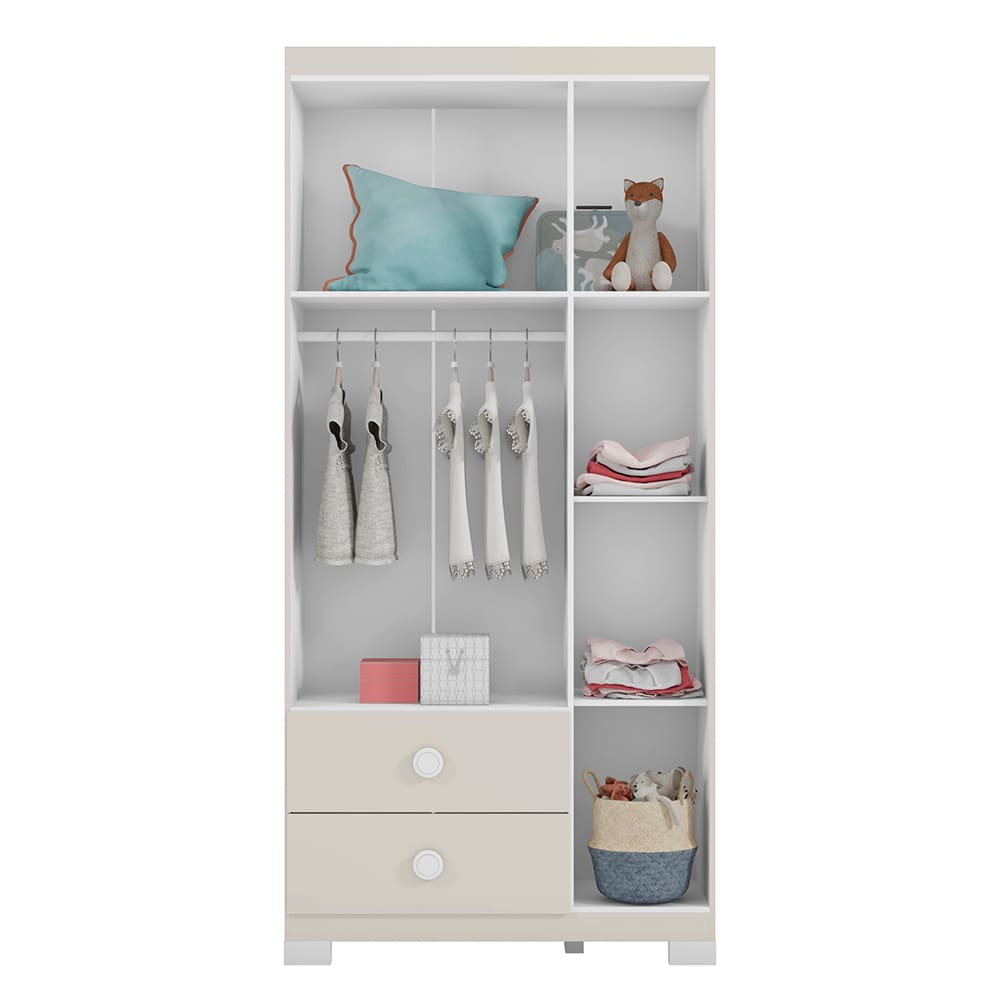 Guarda-Roupa Móveis Estrela Lili com 3 Portas e 2 Gavetas - Off White - 3