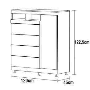 Cômoda Mademarcs Braga com 5 Gavetas e 1 Porta - Macadâmia - 3