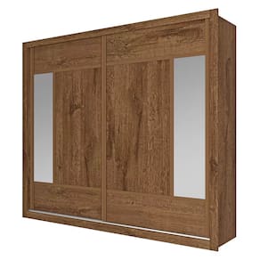 Guarda-Roupa Casal Europa Triunfo Flex 2 Portas de Correr com Espelho 6 Gavetas Internas MDP e MDF - 226cm de Largura - Brauna/Off White/Brauna - 3