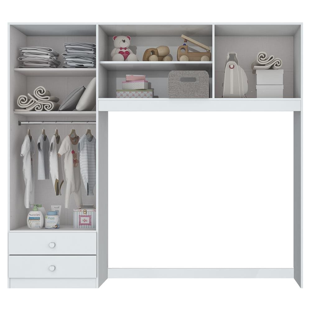 Guarda-Roupa Henn Sapeca com 4 Portas e 2 Gavetas - Branco - 2