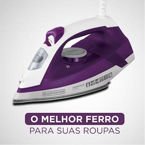 Ferro de Passar a Vapor Black Decker FX2500 com Base Antiaderente - Roxo