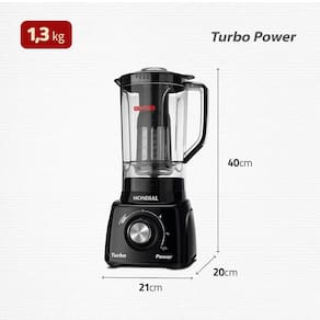 Liquidificador Mondial Turbo Power L-99 FB Preto com 3 Velocidades - 550W