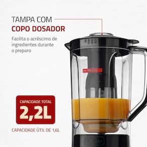 Liquidificador Mondial Turbo Power L-99 FB Preto com 3 Velocidades - 550W