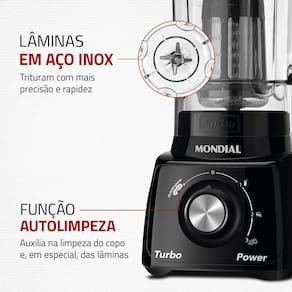 Liquidificador Mondial Turbo Power L-99 FB Preto com 3 Velocidades - 550W