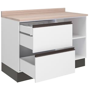 Balcão Bartira Línea com 1 Porta, 3 Gavetas e 1 Prateleira - 120cm de largura - Branco - 1