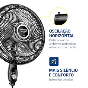 Ventilador de Coluna Mondial VTX-40C-8P 40 cm com 3 Velocidades - Preto