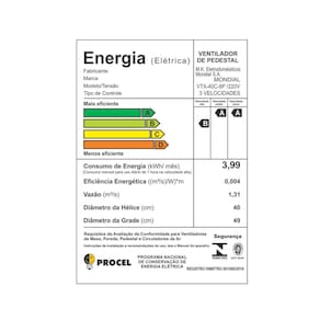 Ventilador de Coluna Mondial VTX-40C-8P 40 cm com 3 Velocidades - Preto