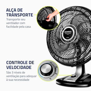 Ventilador de Mesa Mondial VTX-50-8P Preto - 50 cm