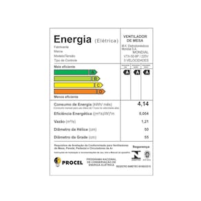 Ventilador de Mesa Mondial VTX-50-8P Preto - 50 cm