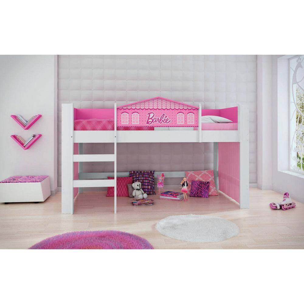Cama Infantil Pura Magia Barbie Play 10283 – Branco / Rosa - Branco / Rosa - 1