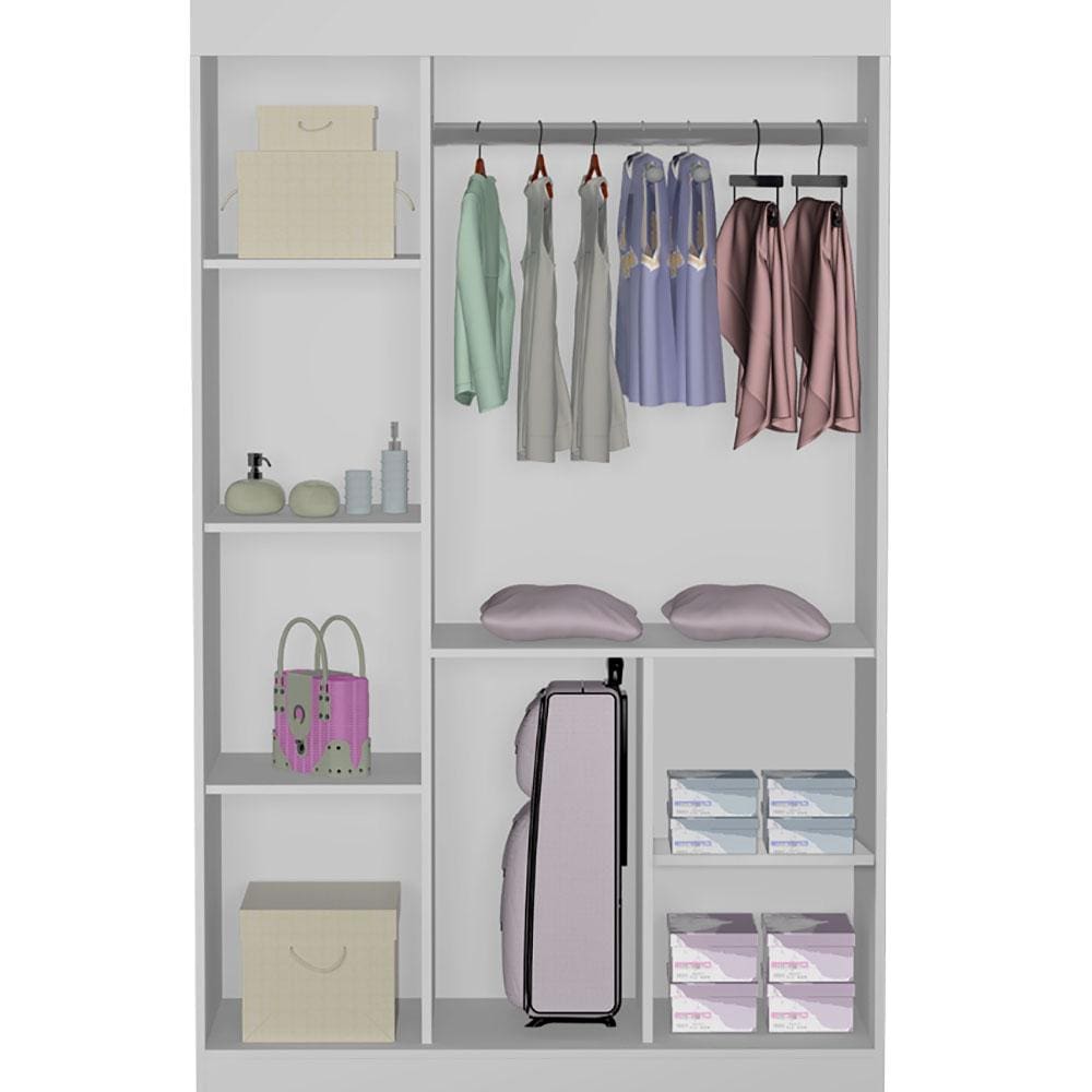 Roupeiro Infantil J e A Móveis Lara Patati Patatá com 2 Portas e Cantoneira – Azul/Branco - 1